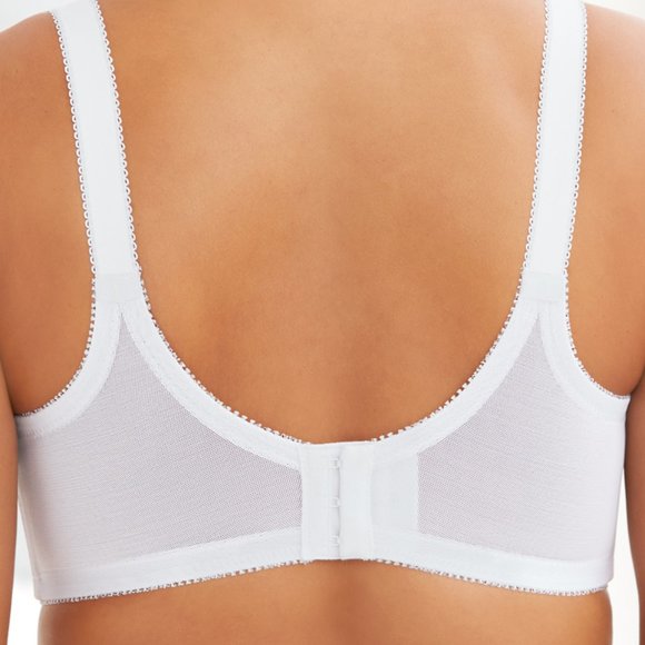 Set Of 3! 46DD Glamorise COMFORT LIFT Bra (COTTON-LINED) Wireless LACE WHITE NEW - Picture 4 of 11